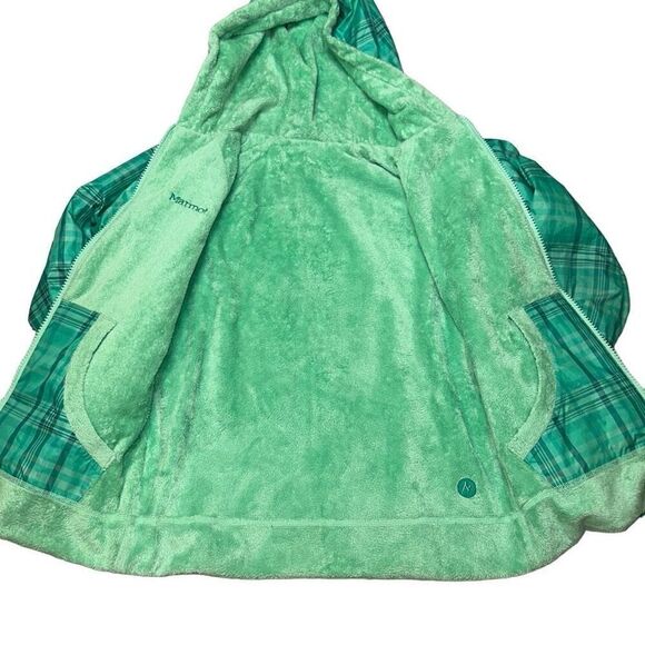 Girls Marmot reversible lite jacket fuzzy and windbreaker in Green. Sz M 7-8 - Picture 3 of 15